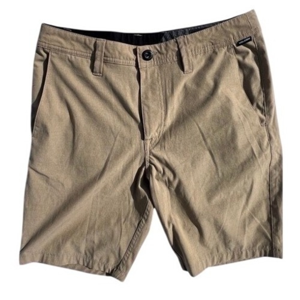 Volcom Frickin Modern Stretch Chino Shorts Mens 32 Khaki Tan Brown A0811606
